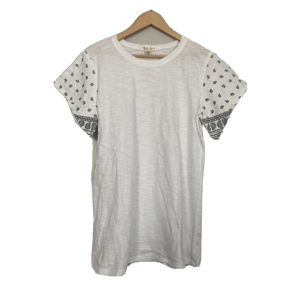 Studio West Bandana Sleeve White Tshirt Top Blouse White Size Medium
